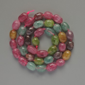 Faceted Tourmaline Beads, natural stone, diameter 7×10.5 mm, 39 cm long on thread