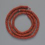 Red Jasper Beads, natural stone, smooth rondelle, 4x2 mm diameter, 39 cm length on thread