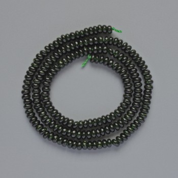Beads Green Aventurine, Synthetic Smooth Rondelle, 4x2 mm diameter, 39 cm length on thread