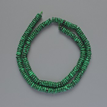 Malachite beads (pressed) smooth rondel, diameter 6x2 mm, length 39 cm on thread