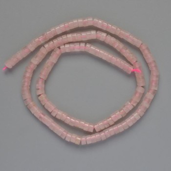 Pink quartz beads, natural stone, faceted, 4x2 mm diameter, 39 cm length on thread