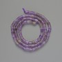 Amethyst beads, natural stone, faceted, 4x4 mm diameter, 38 cm length, on thread