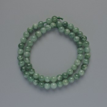 Jadeite beads, smooth spheres, diameter 6.5 mm, length 38 cm on thread