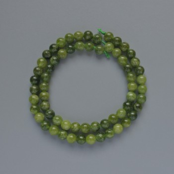 Jadeite beads, smooth round spheres, 6 mm diameter, 38 cm long on a thread
