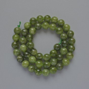 Jadeite beads, smooth ball shape, 8.5 mm diameter, 38 cm length on thread