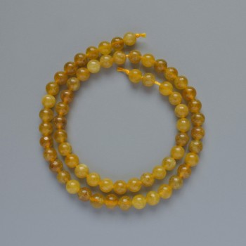 Citrine Beads, Natural Stone, Smooth Ball, Diameter 6mm ±, Length 39cm ± on Thread