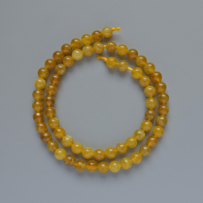 Citrine Beads, Natural Stone, Smooth Ball, Diameter 6mm ±, Length 39cm ± on Thread