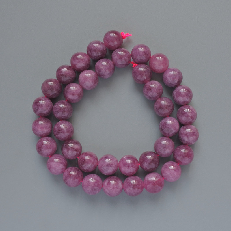 Rubellite Tourmaline Beads - natural stone, smooth spheres, diameter 10.5 mm, length 39 cm on thread