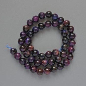 Multicolor Cat's Eye Beads, natural stone, smooth beads, diameter 8.5 mm, length 38 cm on thread