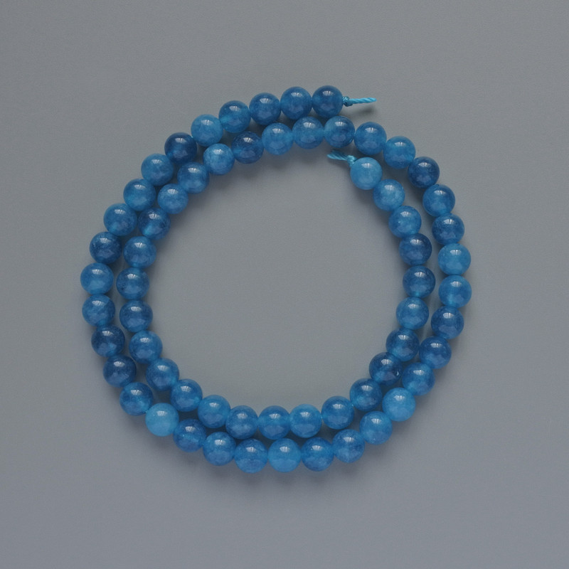 Apatite Beads, Natural Stone, Smooth Round Beads, 6.5 mm Diameter, 38 cm Length on Thread