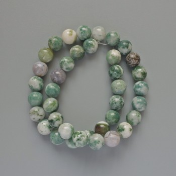 Moss Agate Beads, natural stone, smooth spheres, diameter 10 mm ±, length 38 cm ± on thread