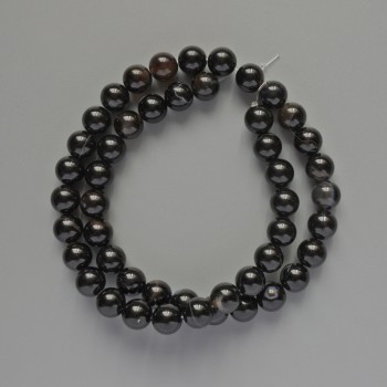 Black agate beads, natural stone, smooth round beads, diameter 8mm, length 38cm, on beading thread
