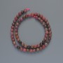 Rhodonite Beads, Natural Stone, Smooth Round Beads, 6 mm Diameter, 38 cm Length on Thread