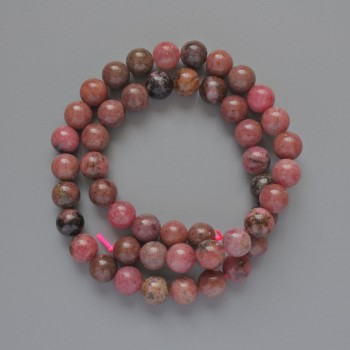 Rhodonite Beads, Smooth 8mm on Thread
