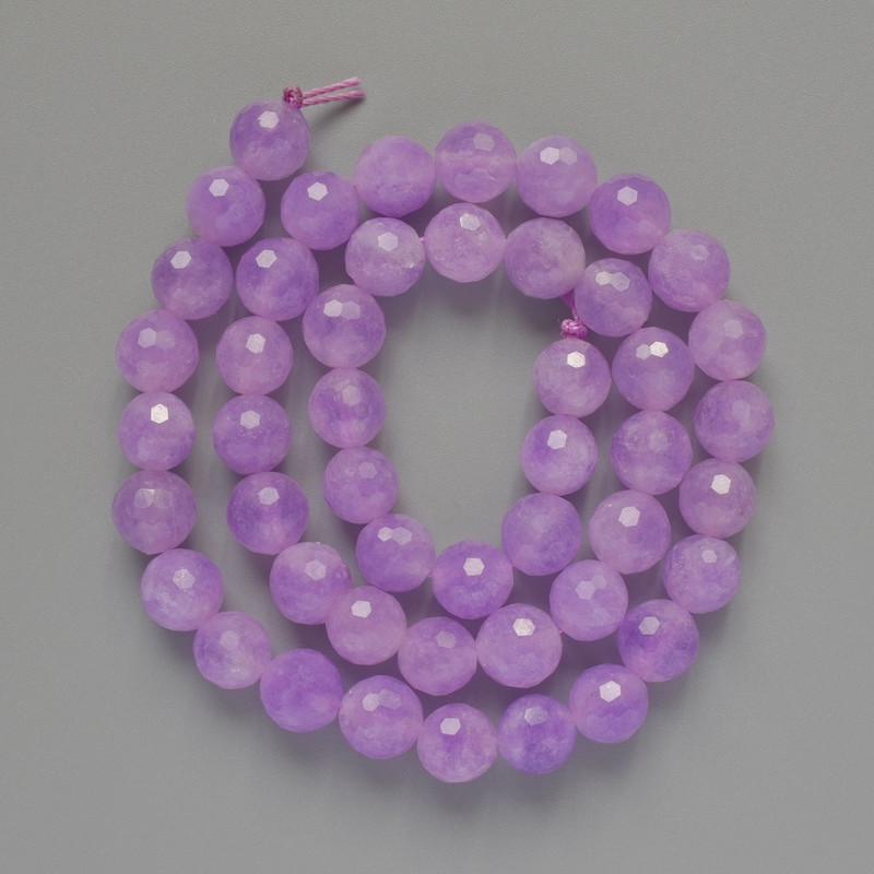 Lavender Amethyst Natural Stone Faceted Bead, 8mm Diameter, 38cm Length on Thread