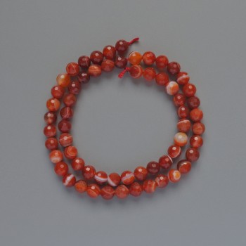 Orange Agate Natural Stone Faceted Round Beads, 6 mm Diameter, 35 cm Length on Thread