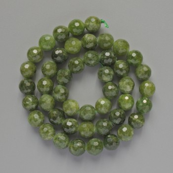 Jadeite Beads, Natural Stone, Faceted Round Beads, 8 mm Diameter, 37 cm Length on Thread