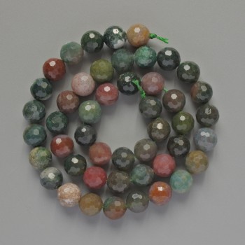 Multicolor Jasper Beads - Natural Stone Faceted Round Bead, 8 mm Diameter, 38 cm Length on Thread