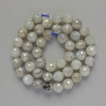 Labradorite Beads, Natural Stone, Faceted Round Bead, 8 mm Diameter ±, 38 cm Length ± on Thread