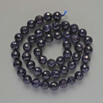 Aventurine Beads 'Night of Cairo' Synthetic Faceted Round Beads, 8 mm diameter, 37 cm length on thread