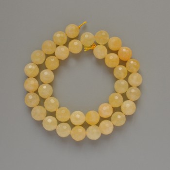 Citrine Beads, Natural Gemstone, Faceted Round Beads, 10 mm Diameter, 38 cm Length on Thread