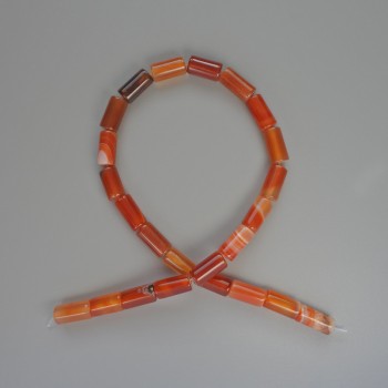 Orange Agate Beads, Natural Stone Cylindrical, Diameter 8x16 mm, Length 38 cm on a thread