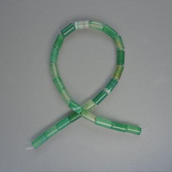 Lime green agate natural stone cylindrical beads, 8x16 mm diameter, 38 cm long on thread