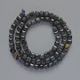 Hawk's Eye Beads, natural gemstone, faceted cubes, 5 mm diameter, 39 cm length on thread