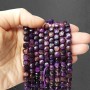 Purple Tiger's Eye Beads, tinted natural stone, faceted cube beads, diameter 7 mm, length 39 cm on thread