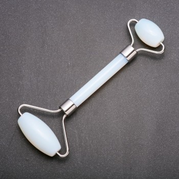 Moonstone Massager (synthetic), length 14 cm, silvery metal