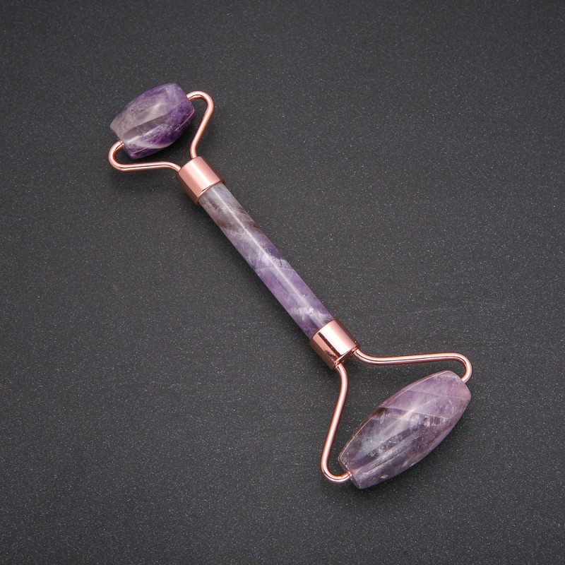 Amethyst Roller Massager with Gold-Toned Metal, 14.5 cm