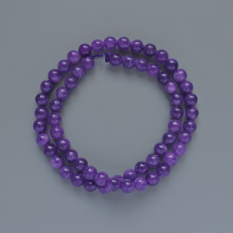 Sugilite beads (imitation) smooth spheres, 6.5 mm diameter, 39 cm length on thread