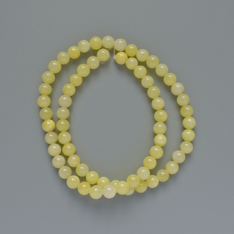 Citrine Beads (Acrylic Imitation) Smooth Bead, 6.5 mm Diameter, 40 cm Length on Thread