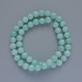Amazonite beads (imitation acrylic) smooth round beads, 8.5 mm diameter ±, 40 cm length ±, on beading thread