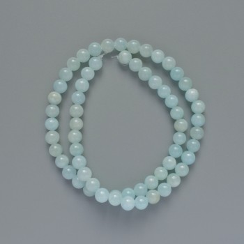 Aquamarine Beads (Imitation Acrylic) Smooth Beads, 6mm Diameter ±, 40cm Length ± on Beading Thread