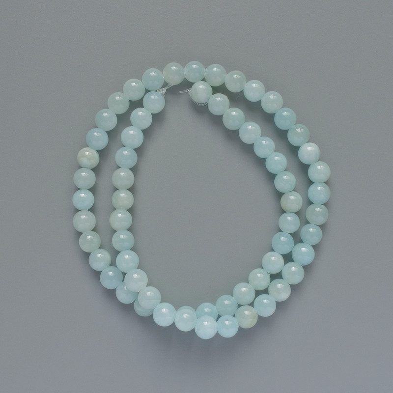 Aquamarine Beads (Imitation Acrylic) Smooth Beads, 6mm Diameter ±, 40cm Length ± on Beading Thread