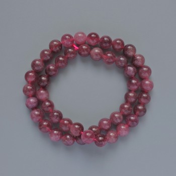 Rubellite Tourmaline Beads, Natural Stone, Smooth Round Beads, 8 mm Diameter, approx. 38 cm Length on Thread