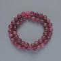 Rubellite Tourmaline Beads, Natural Stone, Smooth Round Beads, 8 mm Diameter, approx. 38 cm Length on Thread