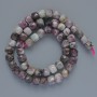 Tourmaline beads, natural stone, faceted cube-cut, 7mm diameter, 39cm long on a cord