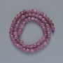 Rubellite Tourmaline Beads - Faceted Natural Stone Cubes, Diameter 5.5 mm, Length about 38 cm on thread