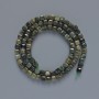 Beads Green Tourmaline, natural stone, faceted cube, 4mm diameter ±, 39cm length ±, on thread