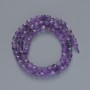 Amethyst beads, natural stone, faceted cube, diameter 5.5 mm, length 38 cm on thread