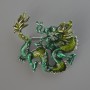 Dragon brooch-pendant with green and light-green enamel, silver-tone metal 44x37 mm