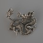 Dragon Brooch-Pendant Silver-Toned Metal 44×37 mm