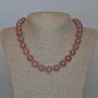 Strawberry Quartz Necklace with natural stone smooth beads, diameter 12.5 mm, length 47 cm