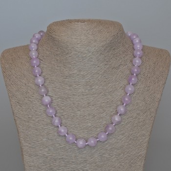 Lavender Amethyst Necklace - natural stone, smooth bead, diameter 10.5 mm, length 49 cm