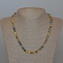Cat's-eye Yellow-Gray Necklace, natural stone, smooth beads, 6.5 mm diameter, 49 cm length