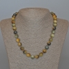 Yellow-Gray Cat's Eye Necklace, natural stone, smooth beads, diameter 10.5 mm, length 49 cm