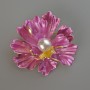 Brooch-pendant 'Flower' Pink matte enamel and white bead, gold-tone metal 46×43 mm