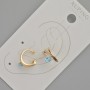 Kaf Xuping with blue crystal and white rhinestones, dimensions 11.5 × 5.5 mm, +/- 18K gold plating